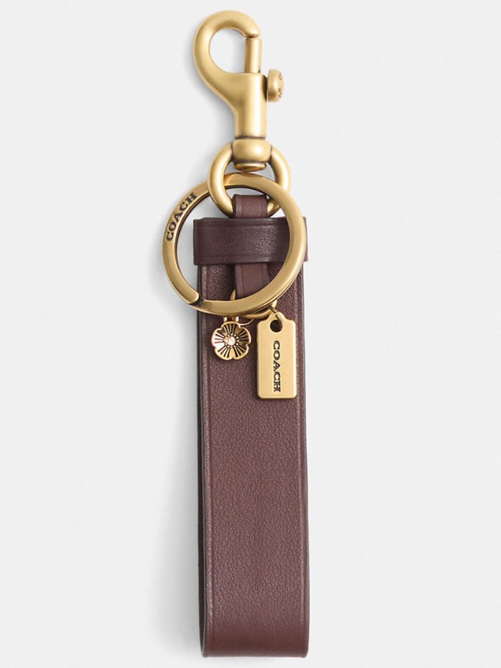 Coach Leather Remade Key Chain With Flower Charm CN2026